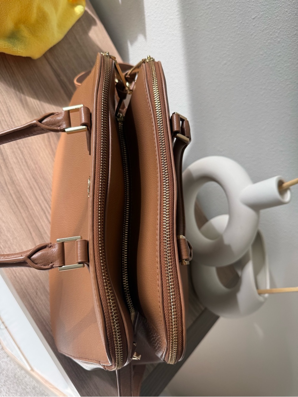 Tory Burch Pebbled Double Zip Satchel - Tan - Picture 4 of 14